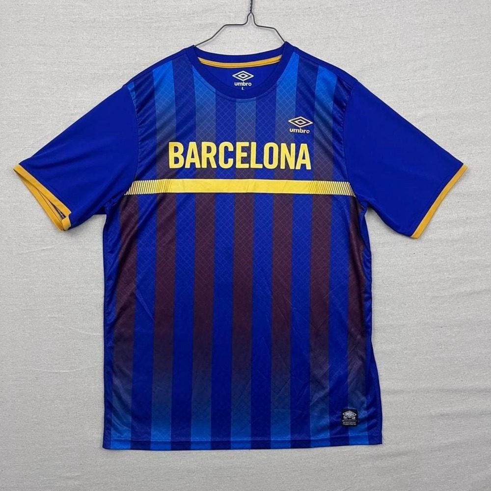 Umbro Barcelona FC Soccer Jersey Striped Blue and Yellow
